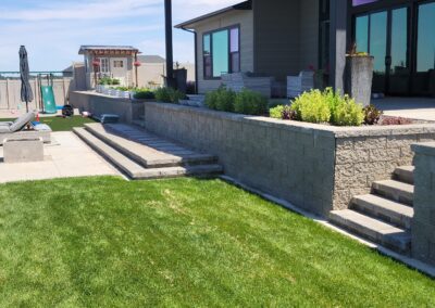 Patio and steps in backyard